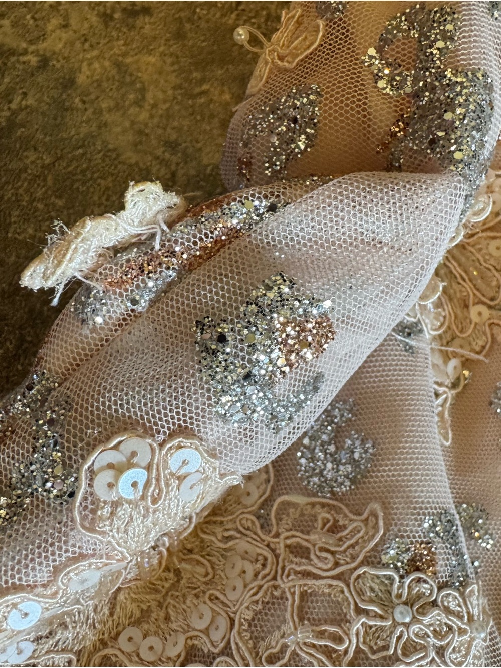 Jovani Blush Champagne Ruffled Mermaid Evening Gown - Picture 11 of 14